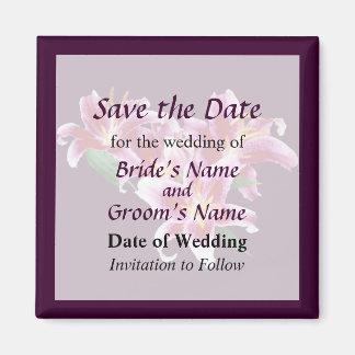 Stargazer Lily Heart Save the Date Magnet