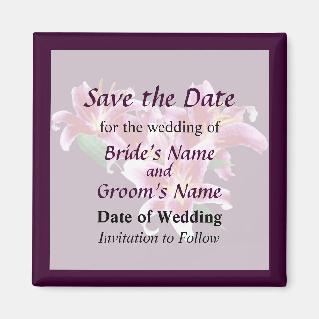Stargazer Lily Heart Save the Date Magnet (Front)