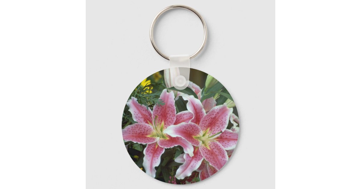 Purple Lily with Waterfall Keychain, Zazzle