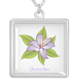 Stargazer lily lilac purple custom silver pendant