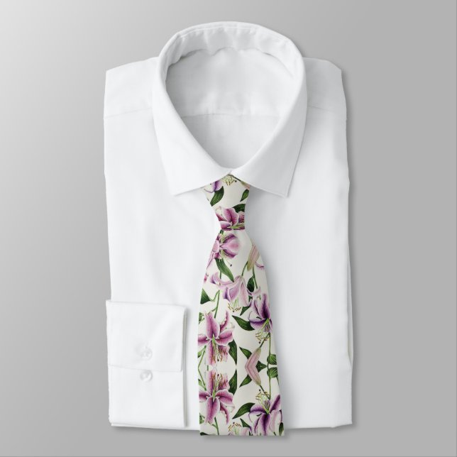 Stargazer Lily Neck Tie (Tied)