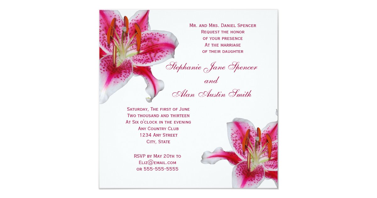 Stargazer Lily Wedding Invitations 10