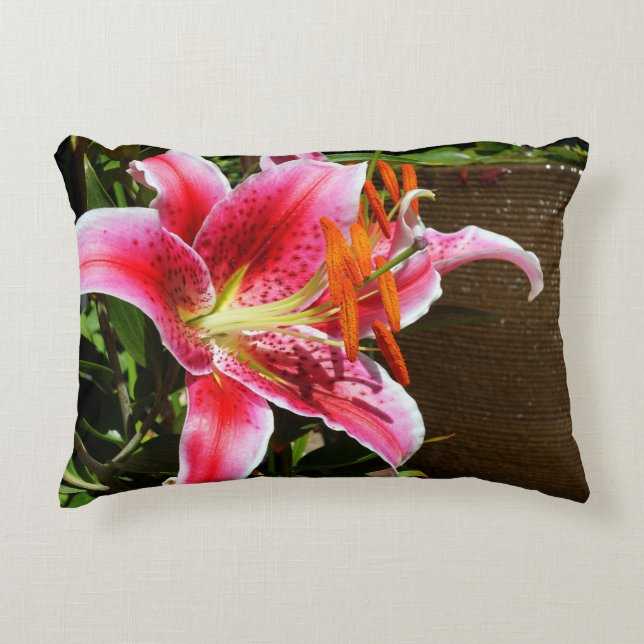 Stargazer Lily Photograph Accent Pillow (Front)