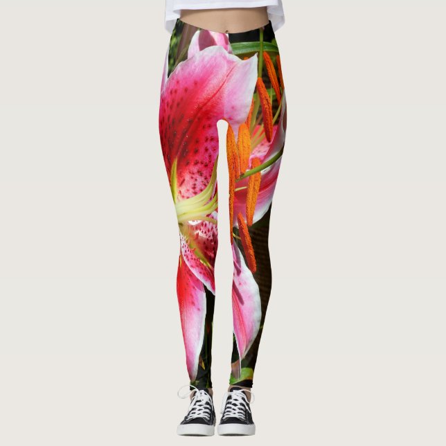 Stargazer Lily Photograph Leggings (Front)