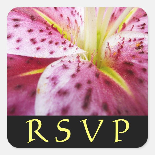 Stargazer Lily Pink Floral RSVP Sticker (Front)