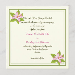 Stargazer lily pink wedding custom invitation