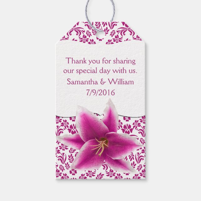 Stargazer Lily Wedding Favor Tags (Front)