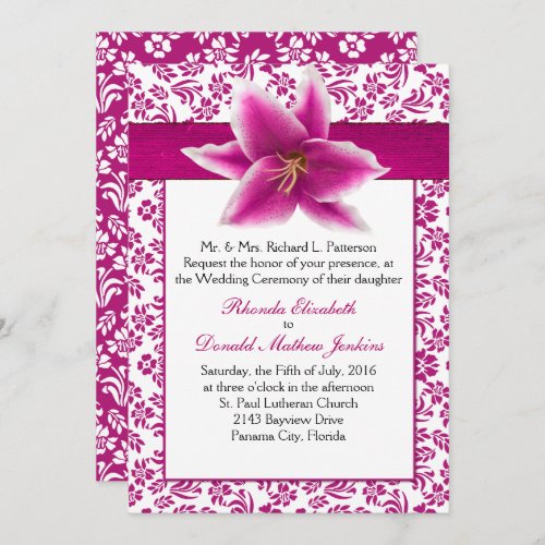 Stargazer Lily Wedding Invitation