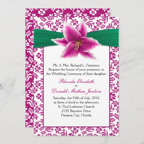 Stargazer Lily Wedding Invitation