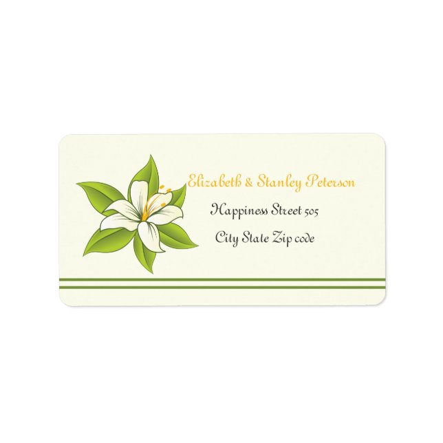 Stargazer lily white wedding custom label (Front)