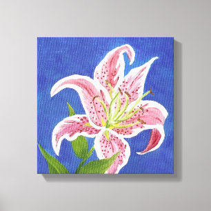Stargazer Lily wrapped canvas Print