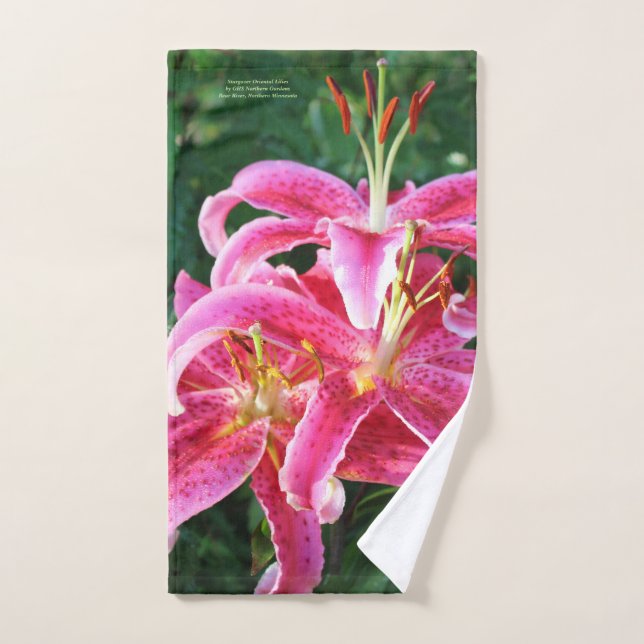 Stargazer Oriental Lilies Hand Towel (Hand Towel)