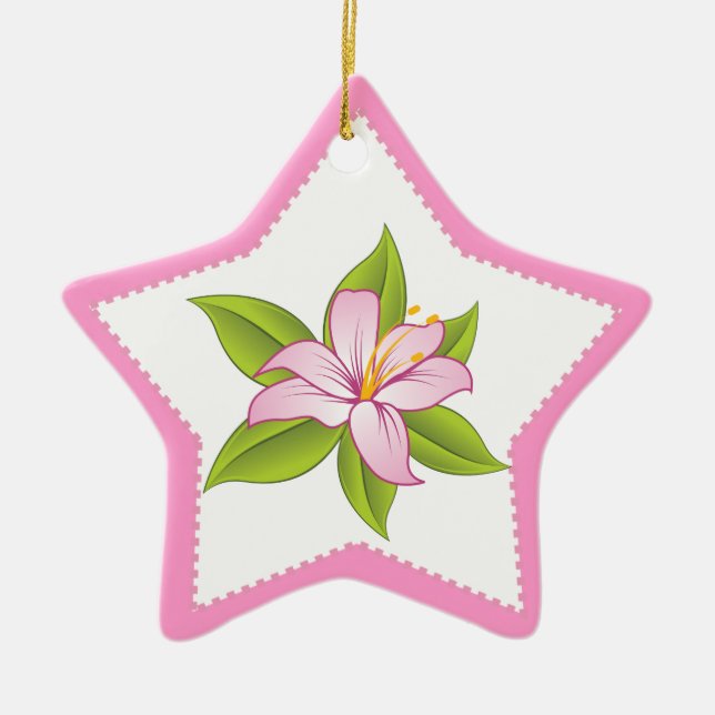Stargazer pink lily custom ornament (Front)