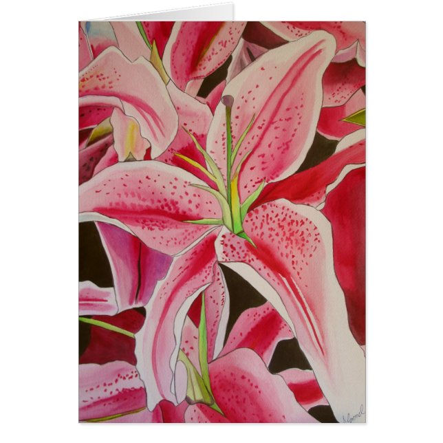 Stargazer pink lily watercolor original art (Front)