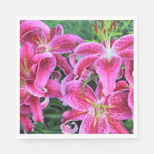 Stargazer Pink Oriental Lilies Paper Napkins