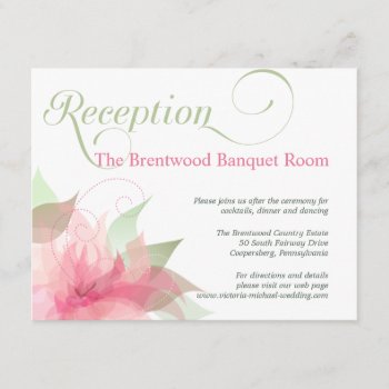 Stargazer Pink & White Floral Wedding Reception Enclosure Card by deluxebridal at Zazzle