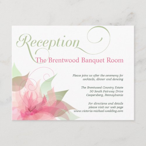 Stargazer Pink &amp; White Floral Wedding Reception Invitation