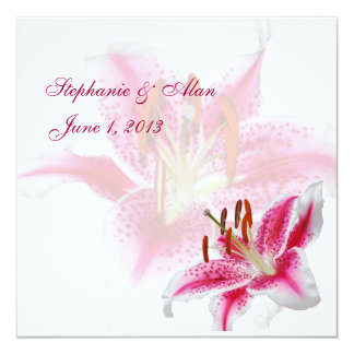 Modern Stargazer Lily Wedding Invitations By Pion Paper Stargazer Lily Wedding Love Stamps In Purple