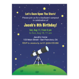 Stargazing Campout Astronomy Kids Birthday Invites