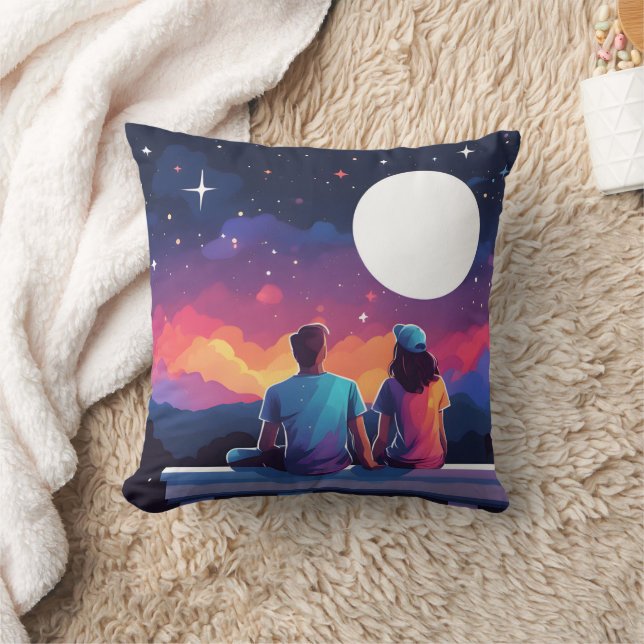 Stargazing Couple Throw Pillow (Blanket)