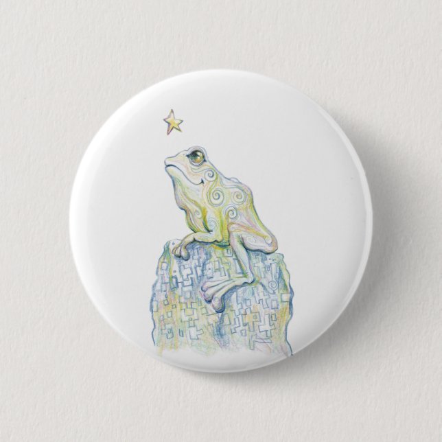 Stargazing Frog Pinback Button (Front)