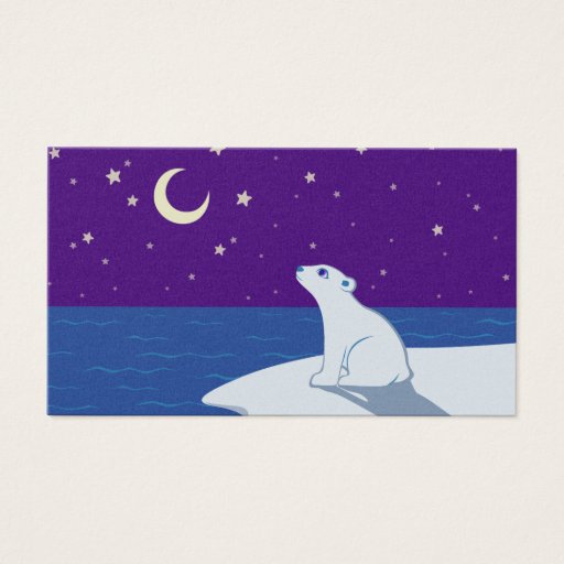 Customizable Stargazing Polar Bear Cub Art Business Card