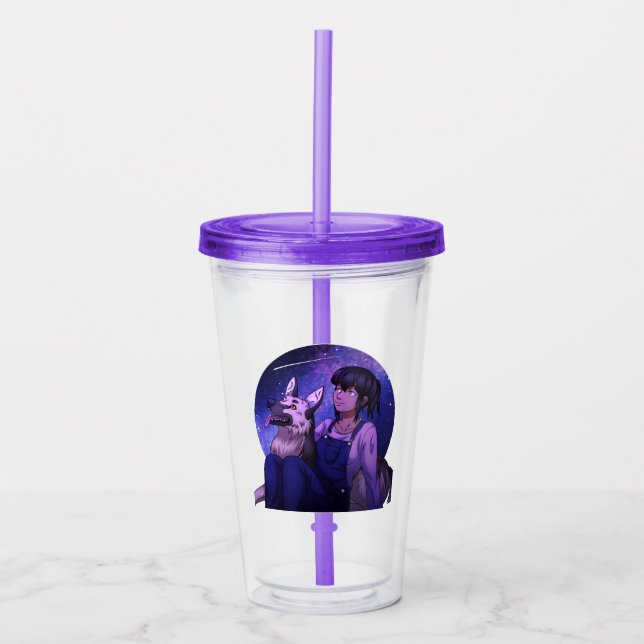 Stargazing with a Dog Acrylic Tumbler (Front)