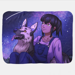Stargazing with a Dog Baby Blanket