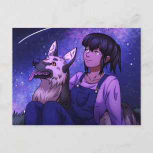Stargazing with a Dog Postcard