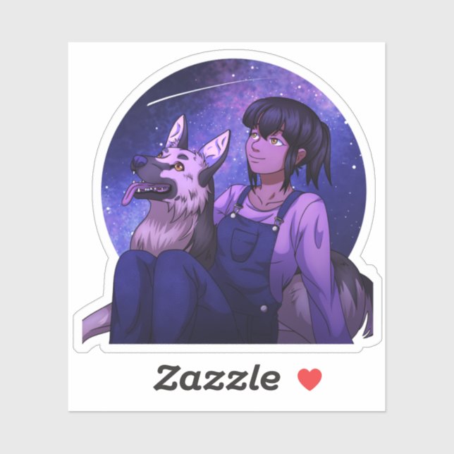 Stargazing with a Dog Sticker (Sheet)