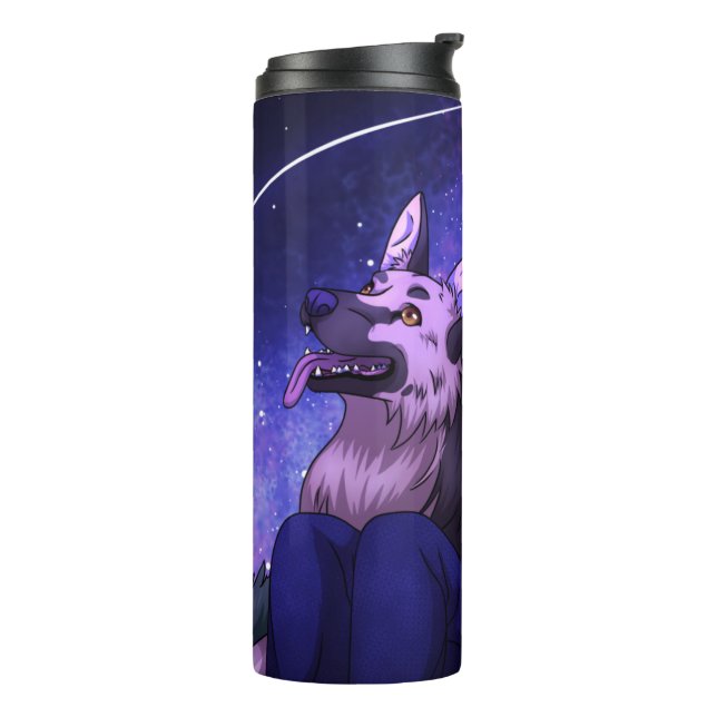 Stargazing with a Dog Thermal Tumbler (Rotated Left)