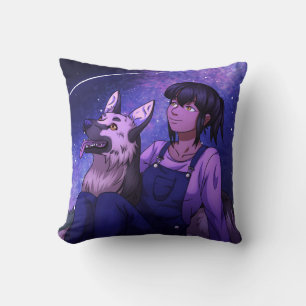 Stargazing with a Dog Throw Pillow