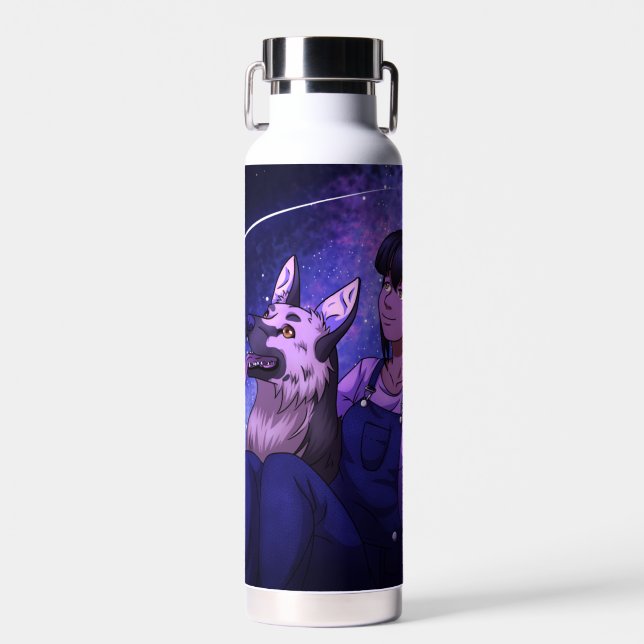Stargazing with a Dog Water Bottle (Front)