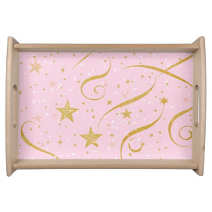 StarGlow – Pink & Gold Star Drawstring Bag Serving Tray