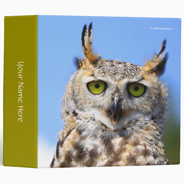 Staring Contest with a Beautiful Great Horned Owl Binder (Front/Spine)