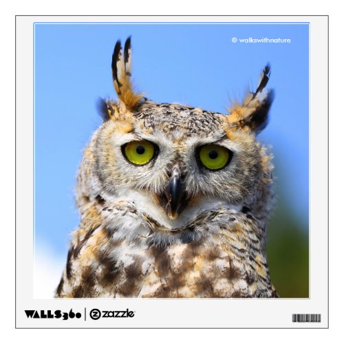 Staring Contest with a Beautiful Great Horned Owl Wall Sticker