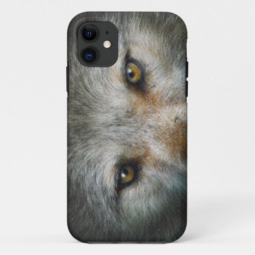 Staring Grey Wolf Eyes Wildlife Art iPhone 11 Case