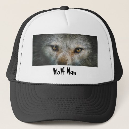 Staring Grey Wolf Eyes Wildlife Art Trucker Hat