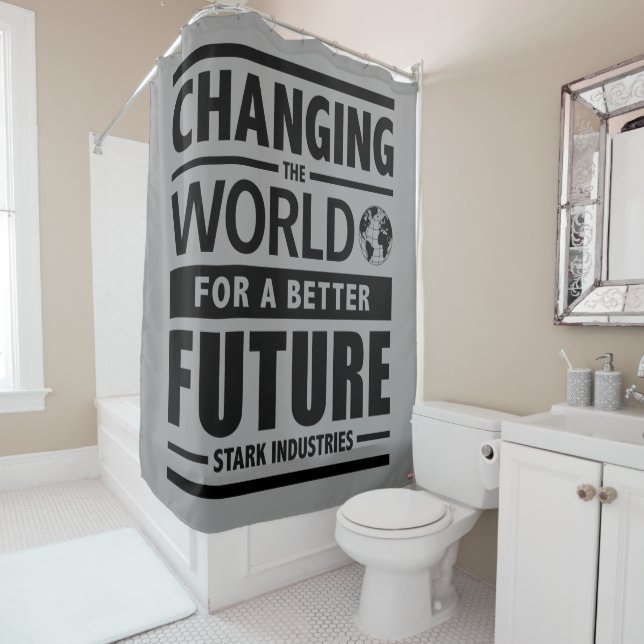 Stark Industries Changing The World Shower Curtain (In Situ)