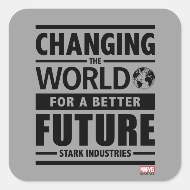 Stark Industries Changing The World Square Sticker (Front)