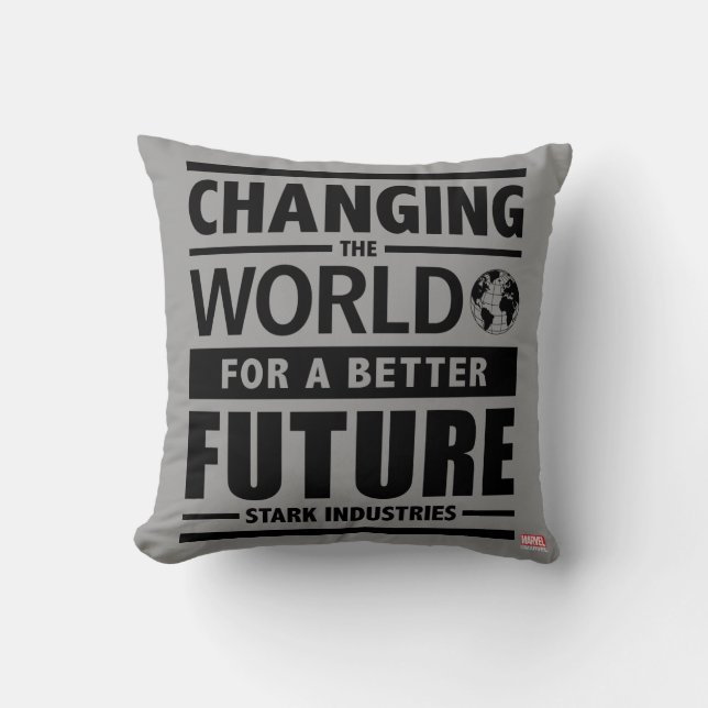 Stark Industries Changing The World Throw Pillow (Front)