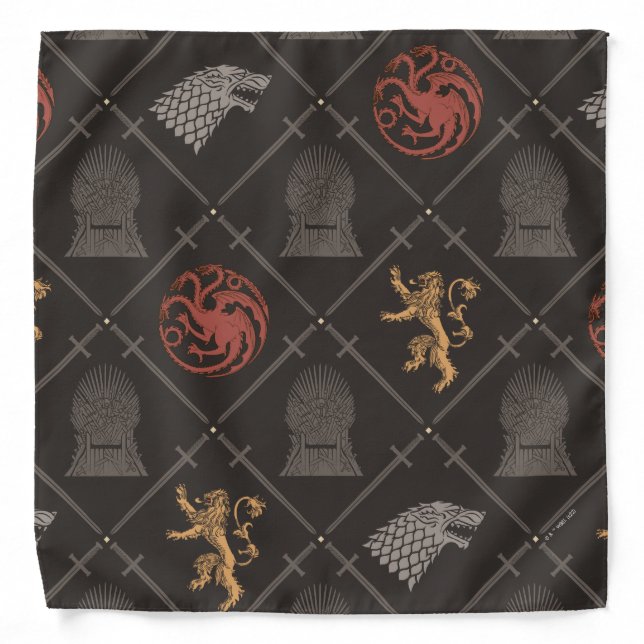 Stark, Lannister, Targaryen, Iron Throne Pattern Bandana (Front)