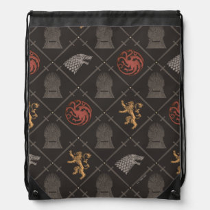 Stark, Lannister, Targaryen, Iron Throne Pattern Drawstring Bag