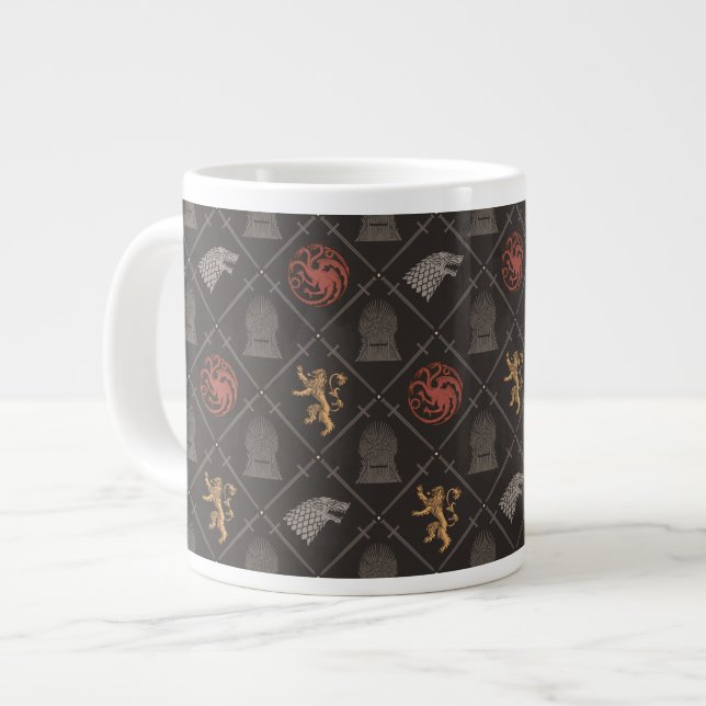Stark, Lannister, Targaryen, Iron Throne Pattern Giant Coffee Mug (Front Left)