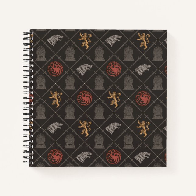 Stark, Lannister, Targaryen, Iron Throne Pattern Notebook (Front)
