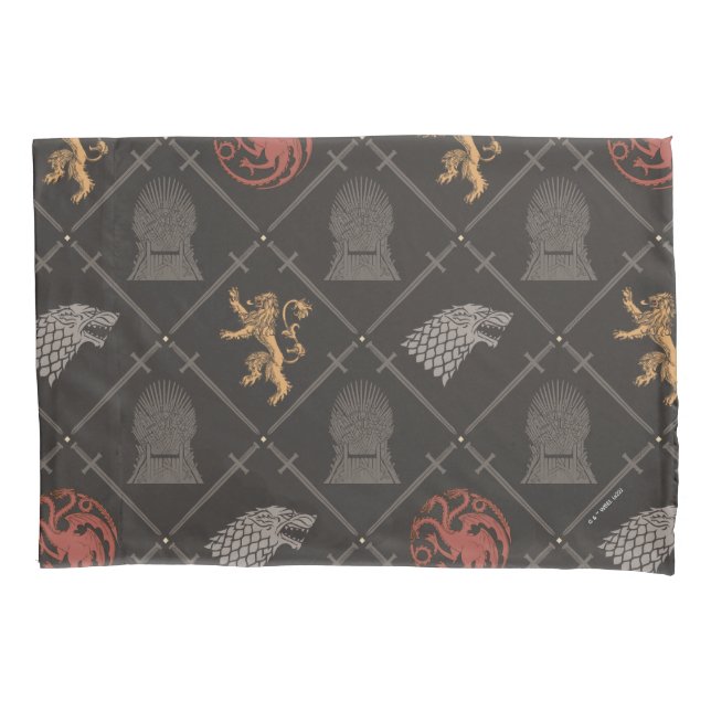 Stark, Lannister, Targaryen, Iron Throne Pattern Pillow Case (Front)