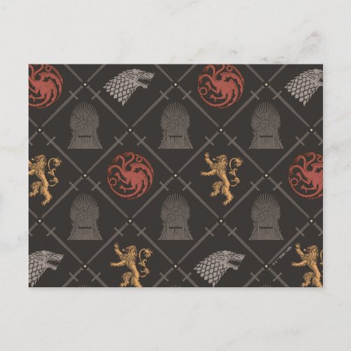 Stark Lannister Targaryen Iron Throne Pattern Postcard