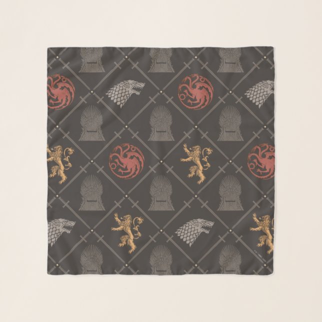 Stark, Lannister, Targaryen, Iron Throne Pattern Scarf (Front)
