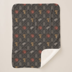 Stark, Lannister, Targaryen, Iron Throne Pattern Sherpa Blanket