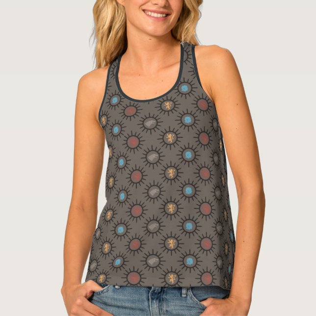 Stark, Lannister, Targaryen, Night King Pattern Tank Top (Front)